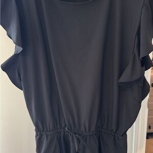Elegant Black Ruffle Sleeve Romper
